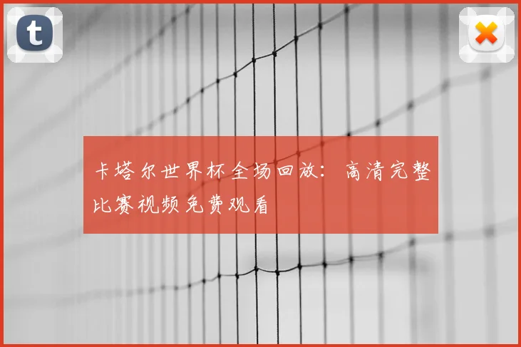 卡塔尔世界杯全场回放：高清完整比赛视频免费观看